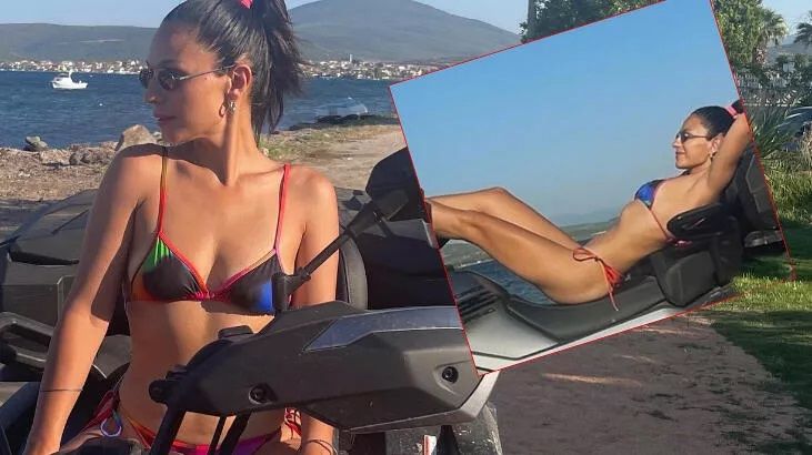 Selin Yeninci Bikinisiyle Motor Üzerine Uzandı, İddialı Pozuyla Yine Yürek Hoplattı! 4