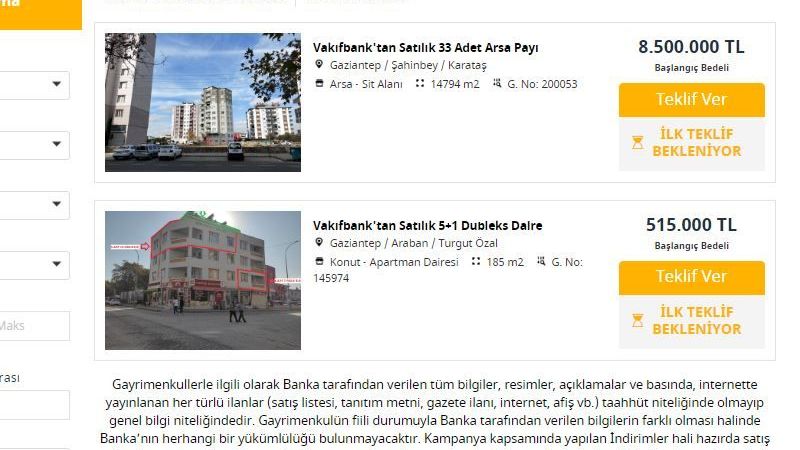 Vakıfbank'tan Gaziantep'te Satılık Dubleks Daire İlanı! 185 Metrekarelik Daire İçin Yüzde 3'lük Teminat Bedelini Yatıran Herkes Fiyat Teklifi Verebilecek! 3