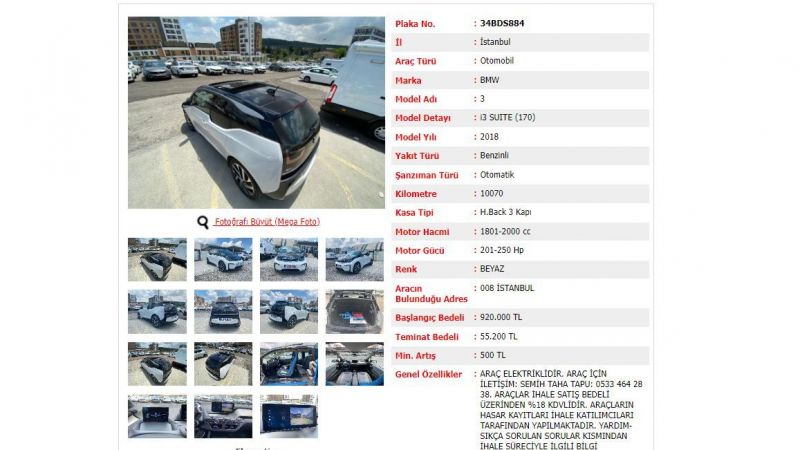 Lüks Araç Tutkunlarına Kamu Bankasından Müjdeli Haber: 55 Bin 200 TL Yatıran, 2018 Model BMW İ3 İçin Fiyat Teklifi Verebilecek! 3