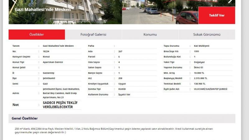 Gaziantep'te Uygun Fiyatlı Konut Satış Dönemi Başladı: 3+1 Ev İçin 64 Bin TL Ödemek Yeterli! 3