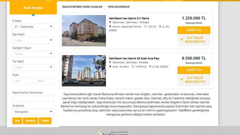 Vakıfbank’tan Gaziantep’te 425 bin TL teminat ile bugün arsa alın; yarın 9 katlı apartmanınız olsun! İşte o fırsat… 2