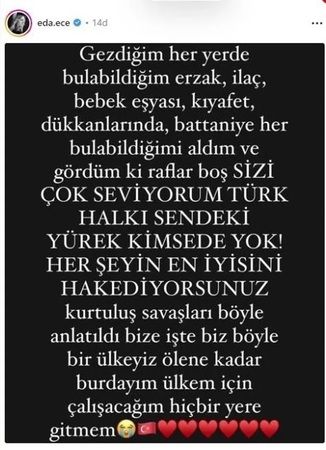 Deprem sonrası hemen harekete geçen isimlerden biriydi! Yasak Elma dizisinin Yıldız’ı Eda Ece paylaştı: “Ölene kadar buradayım…” 2