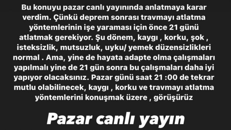 Uzman Klinik Psikolog Esra Ezmeci, Canlı Yayın Konusunu Duyurdu! Pazar Günü Deprem Travmalarına Değinecek! 3