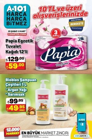 Her cumartesi indirime gidiyor! Gaziantep A101 raflarına çok iyi bakın: çaylar 29,50 TL, salçalar 31,50 TL, tuvalet kağıtları 59,00 TL 1