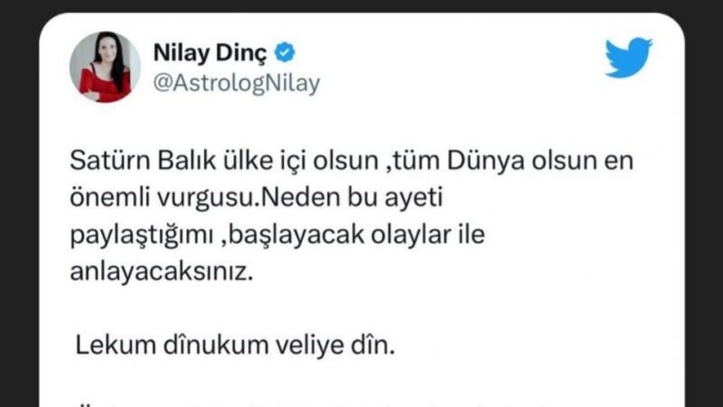 Ünlü Astrolog Nilay Dinç'in Ayet Paylaşımı Olay Oldu! Gizemli Paylaşım Tüyleri Diken Diken Etti! 3