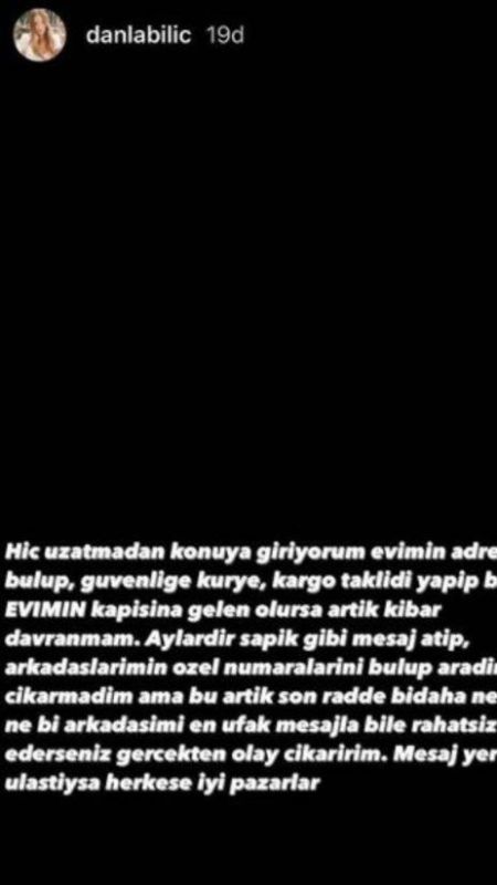 Danla Bilic’in korku dolu günleri devam ediyor! Saplantılı hayranını şikayet etti! 2