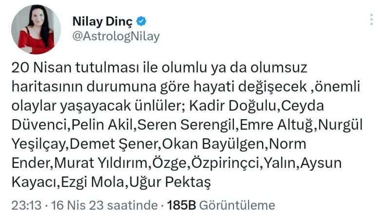 Ünlü Astrolog Nilay Dinç'ten Ünlülere Uyarı! 20 Nisan'da Hayatınız Değişecek! O İsimler Dikkat Çekti! 3