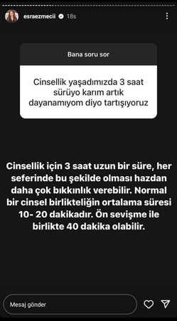 Yatakta kesintisiz 3 saat cinsel ilişki yaşayan kadın isyan etti! Psikolog Esra Ezmeci, azgın kocaya ideal cinsellik süresini açıkladı 2