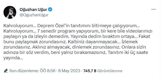 Oğuzhan Uğur, Deprem Özel Programının Tanıtımını Yayınladı: “Aklınız Almayacak, İzlemek Zorundasınız!” 3