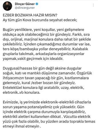 Ünlü astrolog Dinçer Güner'den şaşırtan çıkış: “Ezber bozmaya hazır mısın?” 2