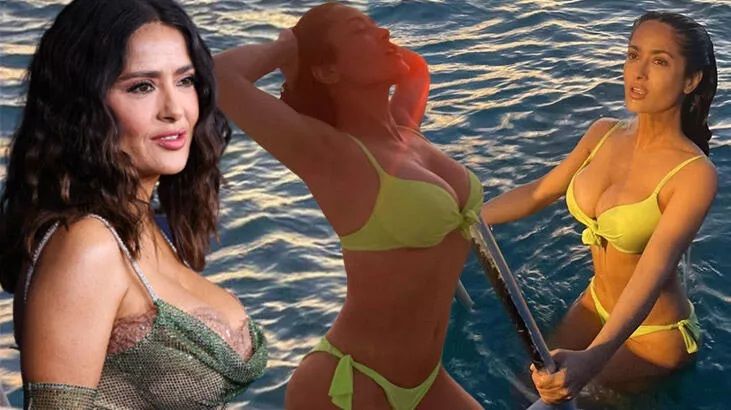 Salma Hayek’ten bikinili paylaşımlar! 56 yaşına giren güzel oyuncu kusursuz vücudu ile dikkat çekti! 1