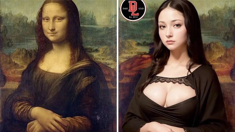 Mona Lisa yapay zeka ile buluştu! Cinselliği öne çıkaran büyük göğüs dekoltesi ile viral oldu! 2