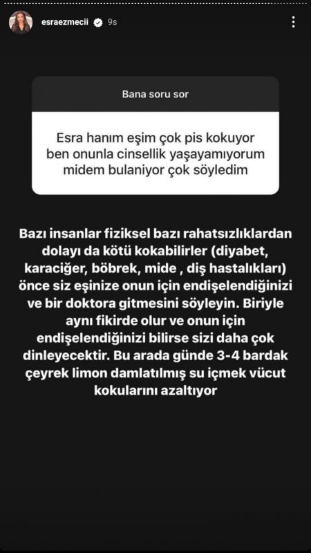 Pis kokan eşini Esra Ezmeci'ye şikayet etti: “Cinsellik yaşayamıyorum, midem bulanıyor!” Esra Ezmeci'nin tavsiyesi dikkat çekti: “Böbrek, mide...” 2