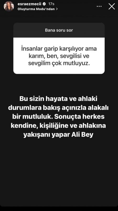 'Karım, ben, sevgilim ve sevgilisi çok mutluyuz' dedi, herkesin ağzı açıkta kaldı! Esra Ezmeci dayanamadı: “Kendi ahlakına yakışan...” 2