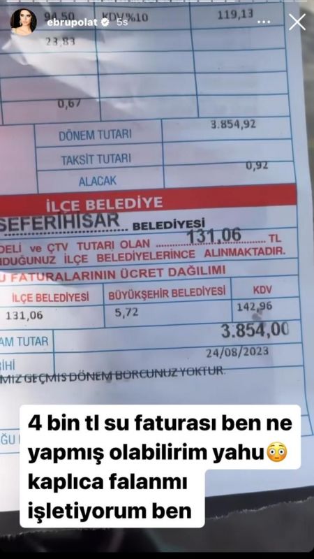 Ebru Polat'ın fatura isyanı bitmiyor! Bu kez de su faturasını diline doladı: Kaplıca mı işletiyoruz? 2