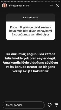 Kocasının biseksüel olduğunu itiraf etti; affedip etmemeyi Esra Ezmeci’ye sordu! Gören, duyan şok oluyor! “Kocam 8 yıl önce biseksüelmiş…” 3