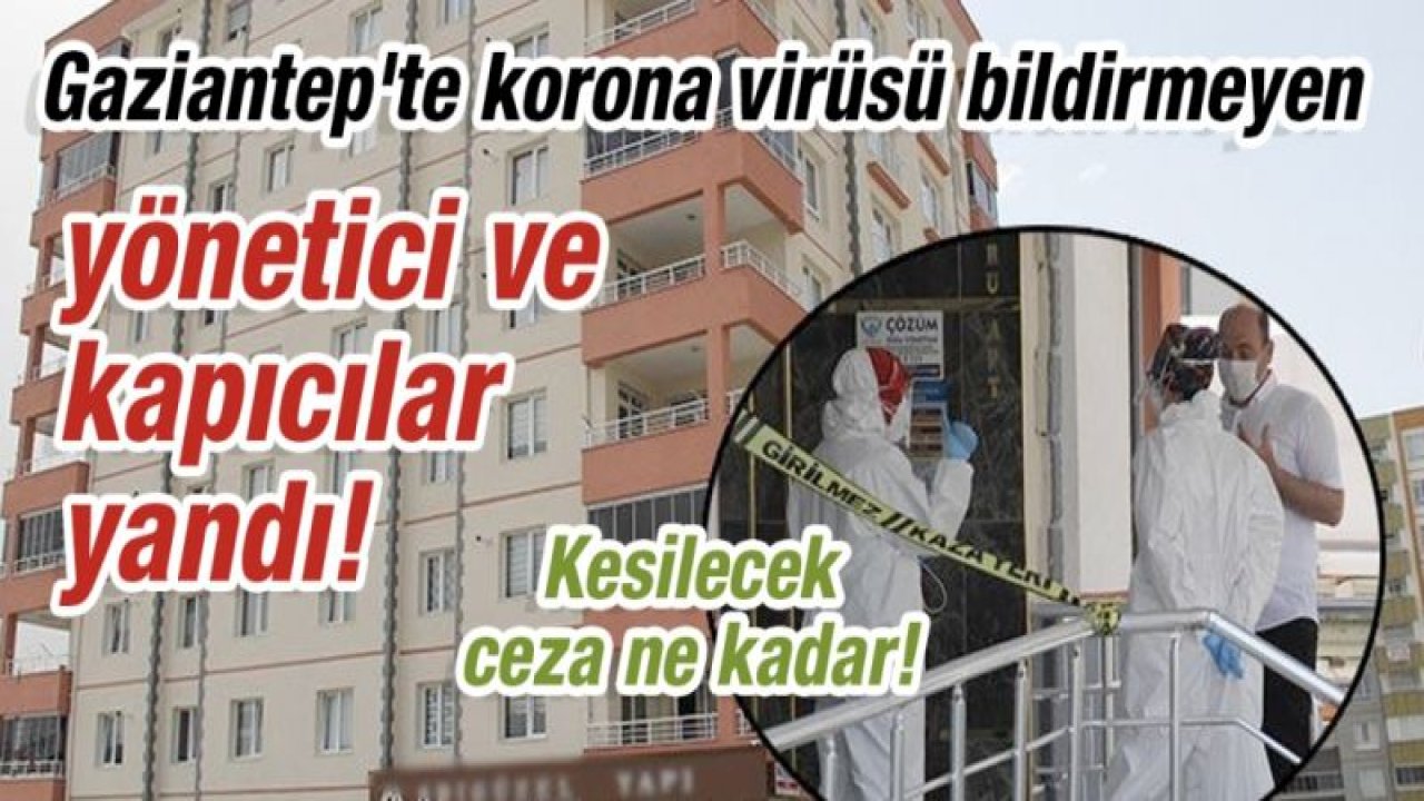 Gaziantep'te korona virüsü bildirmeyen yönetici ve kapıcılar yandı!