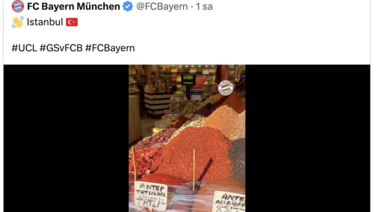 Bayern Münih X hesabında Antep biberi ve kurutmalığı paylaşıldı.