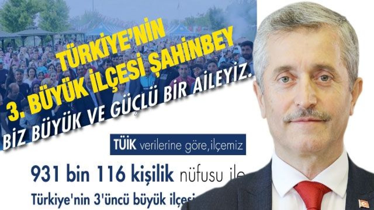 Türkiye’nin 3. Büyük İlçesi Şahinbey... Şahinbey Belediyesi 931.116 Vatandaşına Hizmet Veriyor