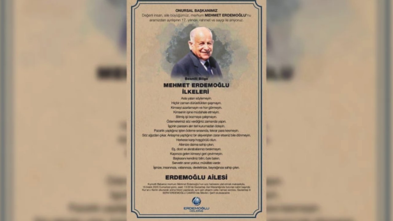 Erdemoğlu Holding'in Kurucusu Merhum Mehmet Erdemoğlu Anıldı! Mehmet Erdemoğlu Kimdir?