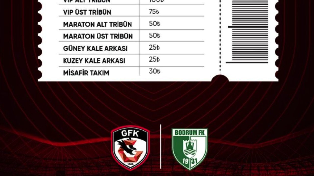 Gaziantep FK-Bodrum maçının biletleri satışta