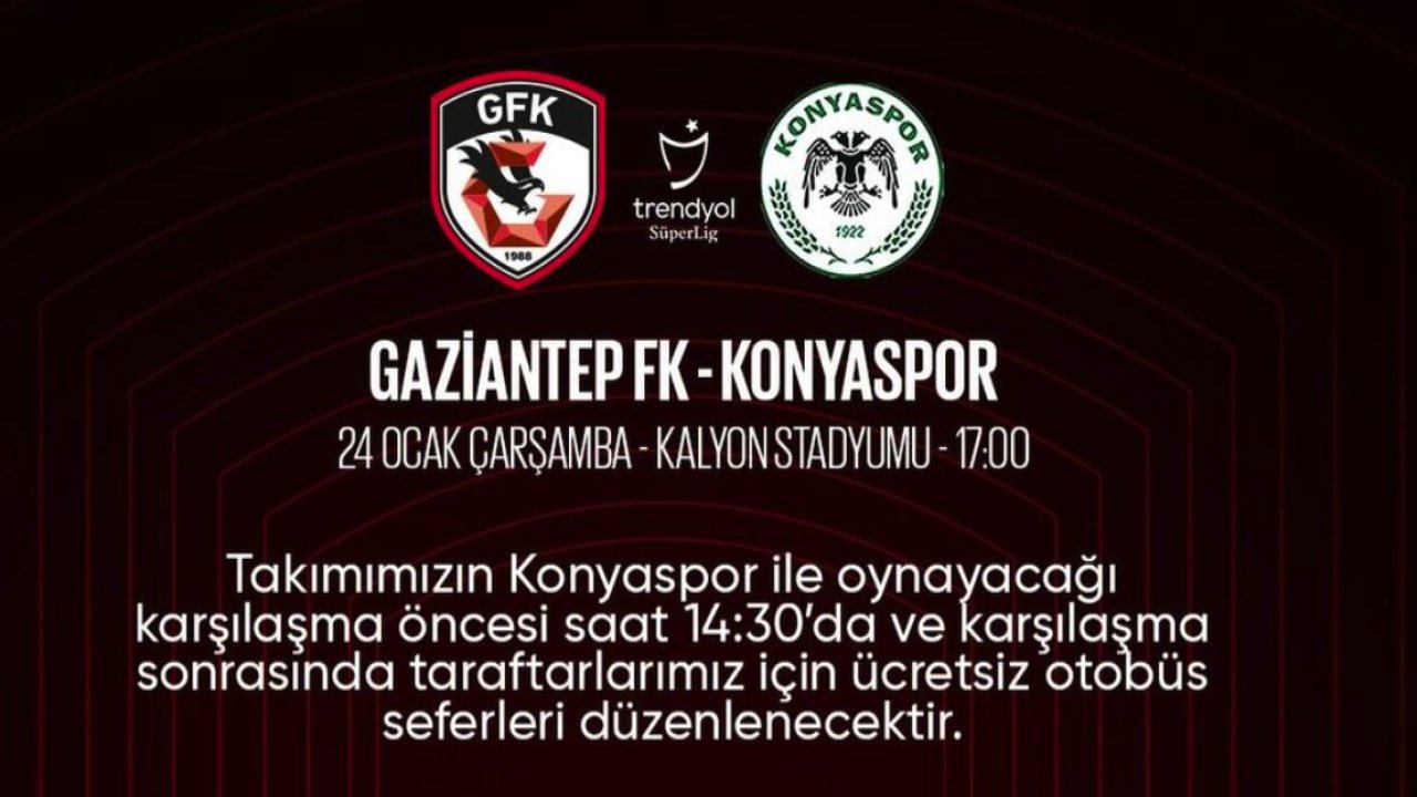 Gaziantep Futbol Kulübü Taraftarlarına Ücretsiz Otobüs Seferleri Sürprizi!