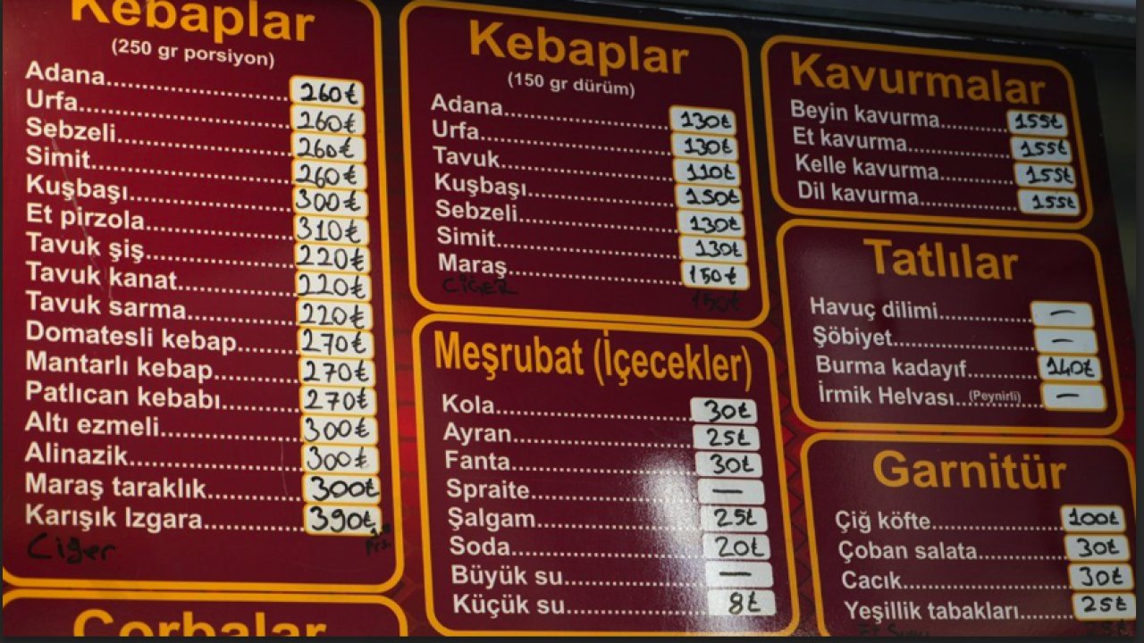 Gaziantep'te Fahiş Lokanta Fiyatları Masadan Kaçırtıyor! En Az hesap Bin TL.