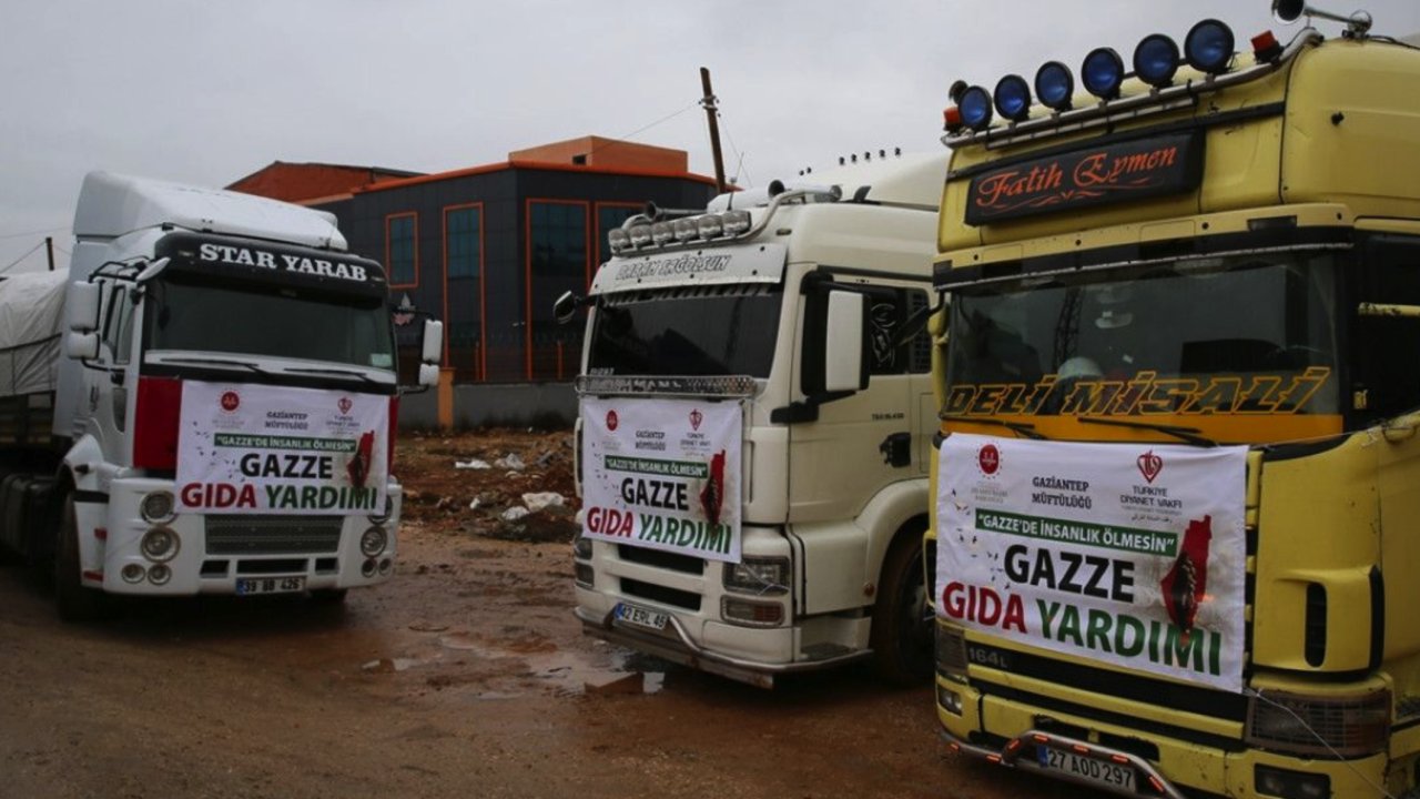 Gaziantep Gazze'yi Unutmuyor! 10 tır gıda yardımı yola çıktı