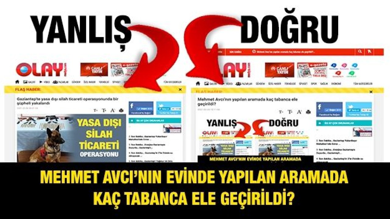 Mehmet Avcı’nın yapılan aramada kaç tabanca ele geçirildi?