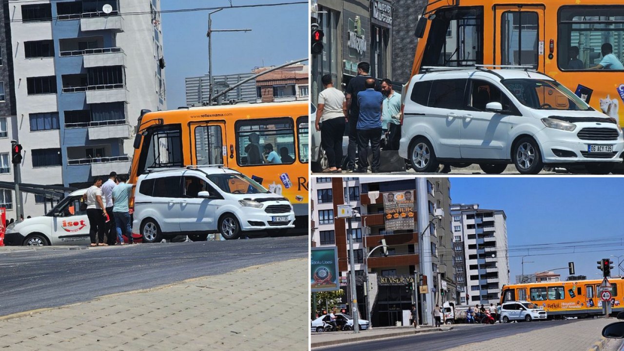 Gaziantep'te tramvay ile otomobil çarpıştı