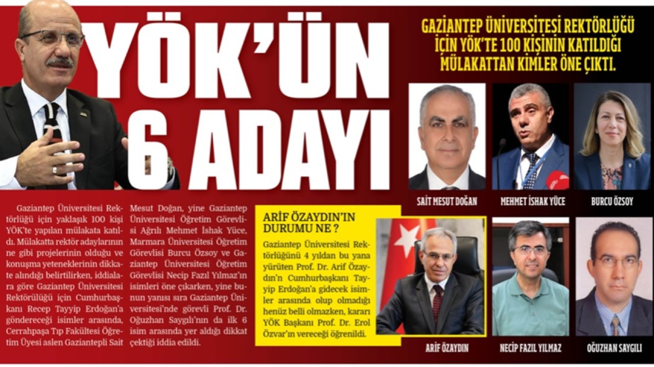 Gaziantep ÜNİVERSİTESİ'NDE ŞOK! MÜLAKATTA 6 REKTÖR ADAYI ÖN PLANA ÇIKTI İDDİASI