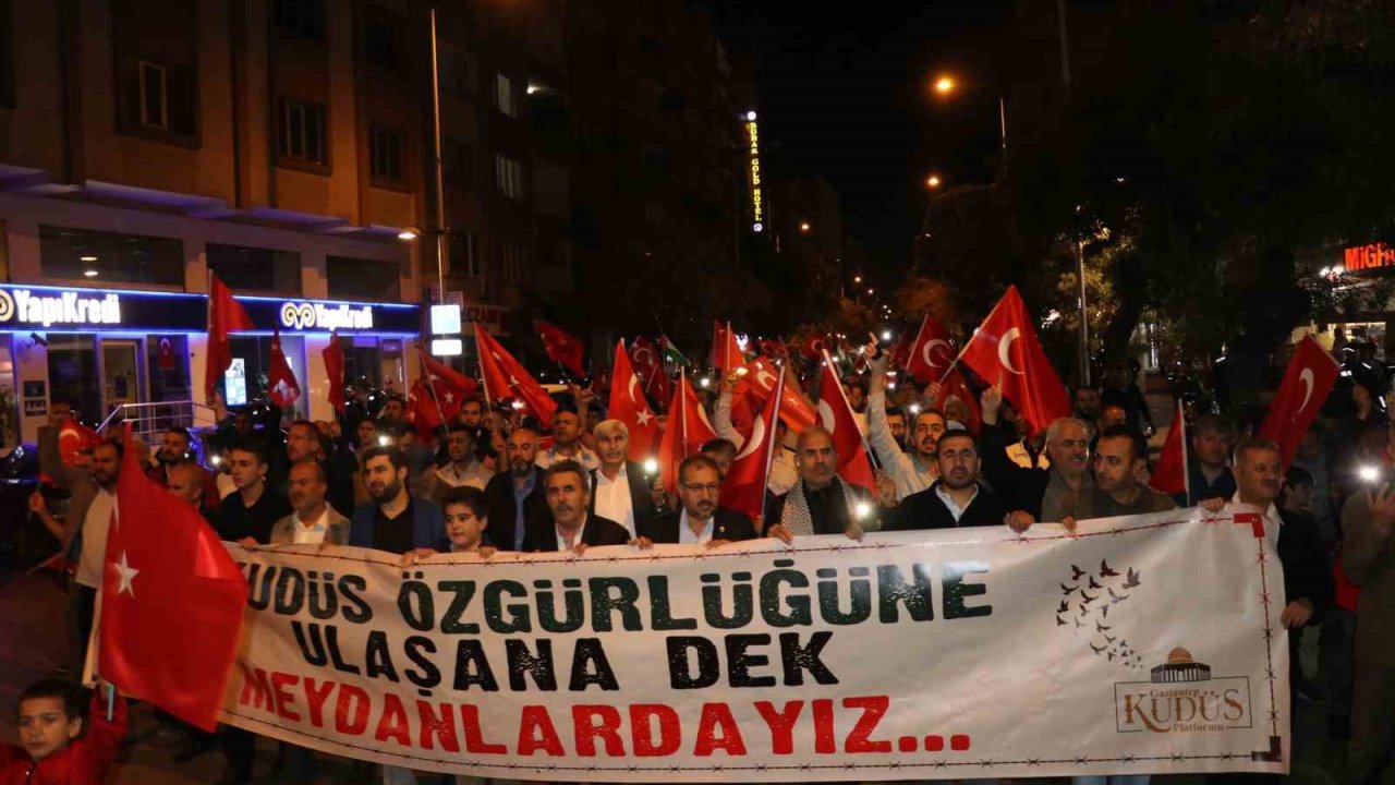 Gaziantep’te Filistin şehitleri için yürüyüş düzenlendi