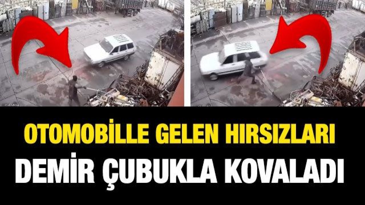 Otomobille gelen hırsızları demir çubukla kovaladı