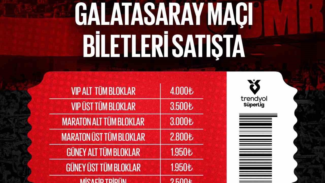 Gaziantep FK-Galatasaray maçı biletleri satışta