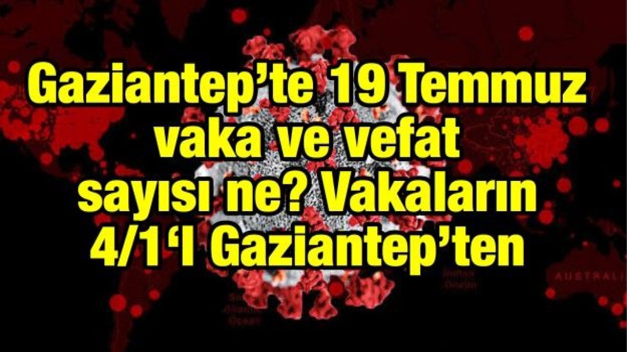 Gaziantep 19 Temmuz 2020 korona tablosu