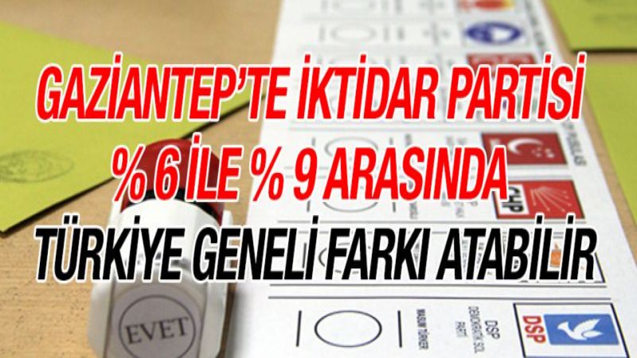 Gaziantep'te iktidar partisi % 6 ile % 9 arasında Türkiye geneli farkı atabilir