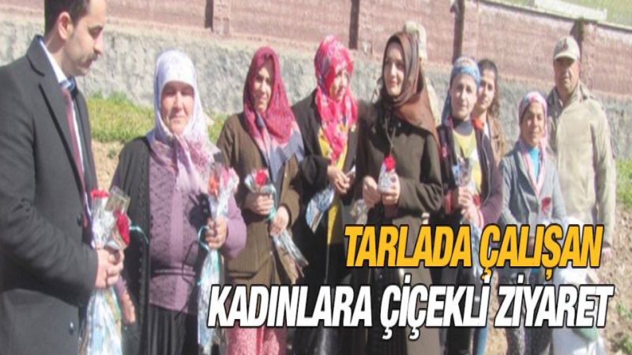 Tarlada çalışan kadınlara çiçekli ziyaret