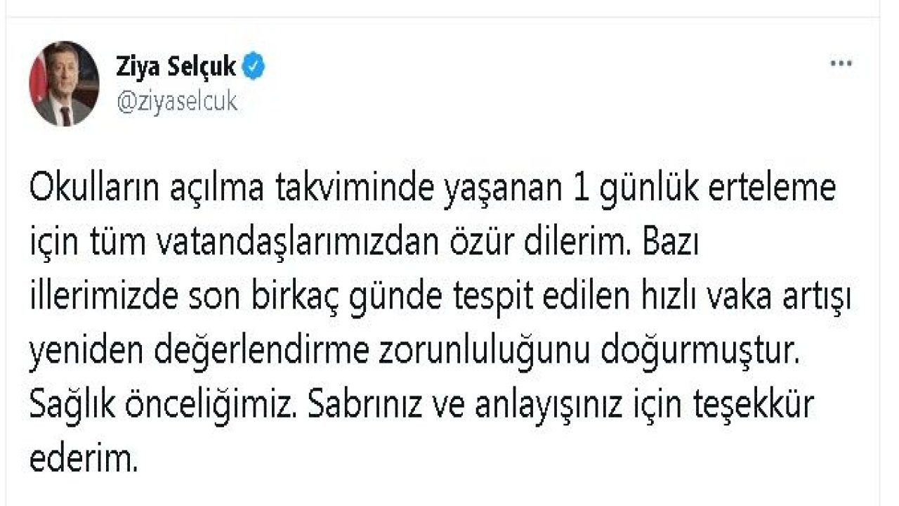 Bakan Selçuk'tan yüz yüze eğitim açıklaması! 'Hızlı vaka artışı yeniden değerlendirme zorunluluğunu doğurmuştur'