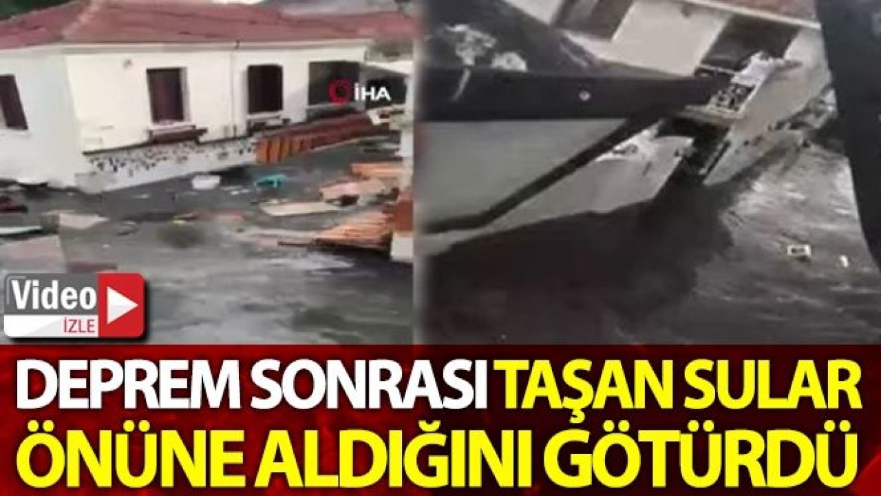 Video İzle...İzmir'de Deprem sonrası taşan sular önüne aldığını götürdü