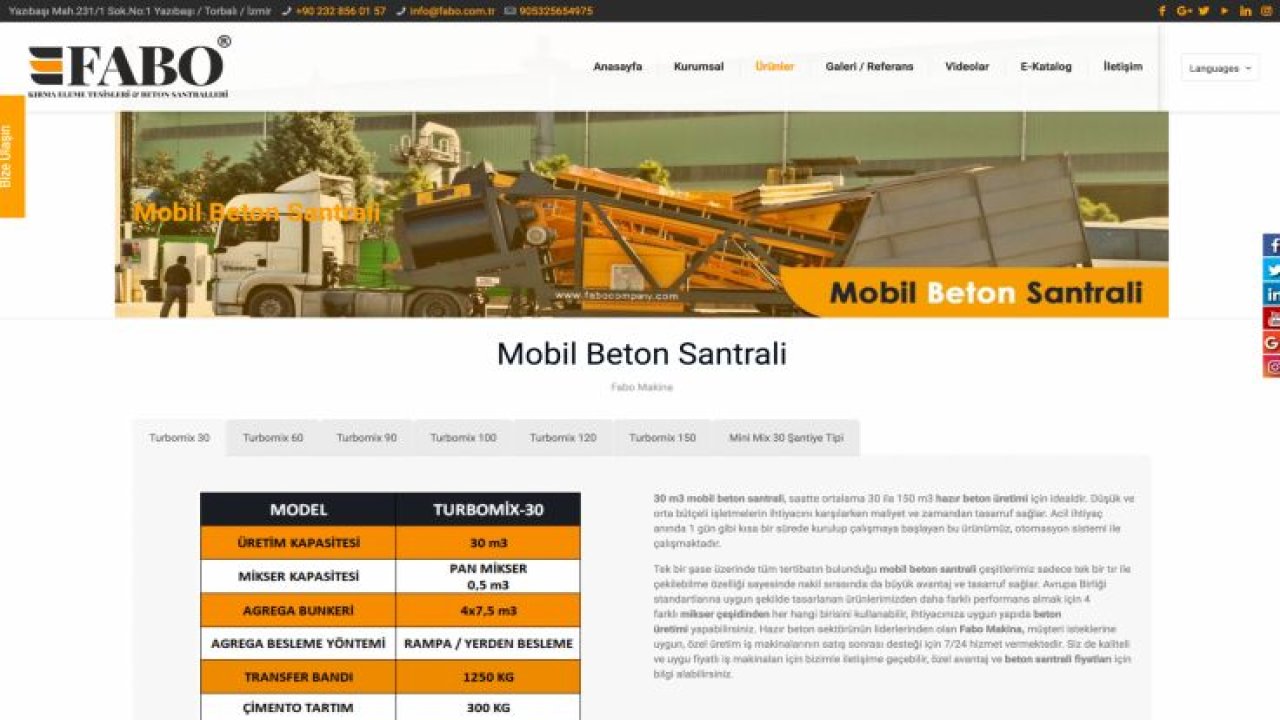 Fabo Makine Beton Santralleri ve Konvasör Sistemleri