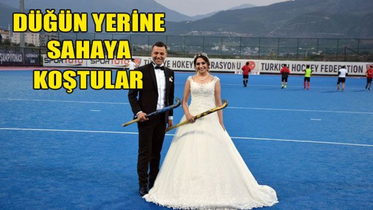 Hokeyci Gelin Damat Düğün Öncesi Hokey Sahasında