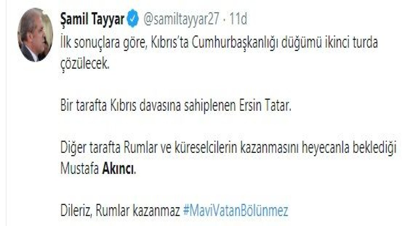 Son Dakika....Kuzey Kıbrıs Seçimlerini Şamil Tayyar Değerlendirdi...#MaviVatanBölünmez