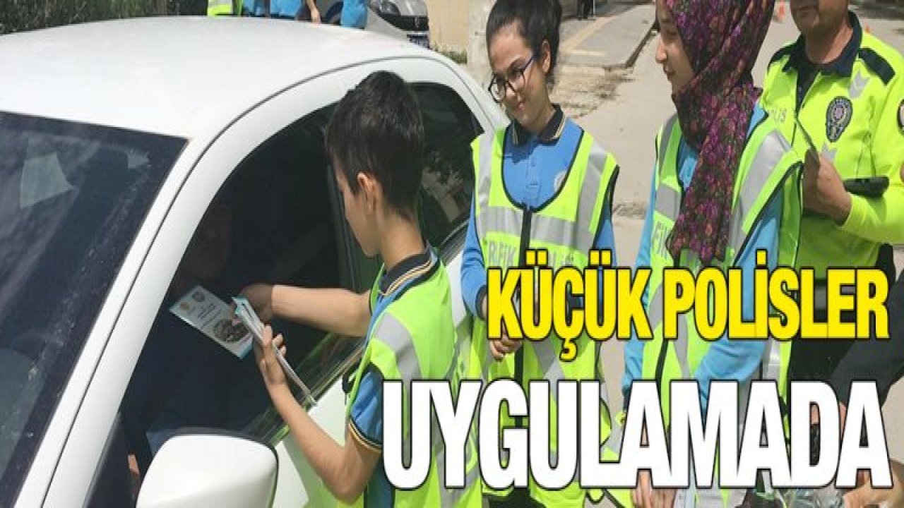 Küçük polisler trafik uygulaması yaptı