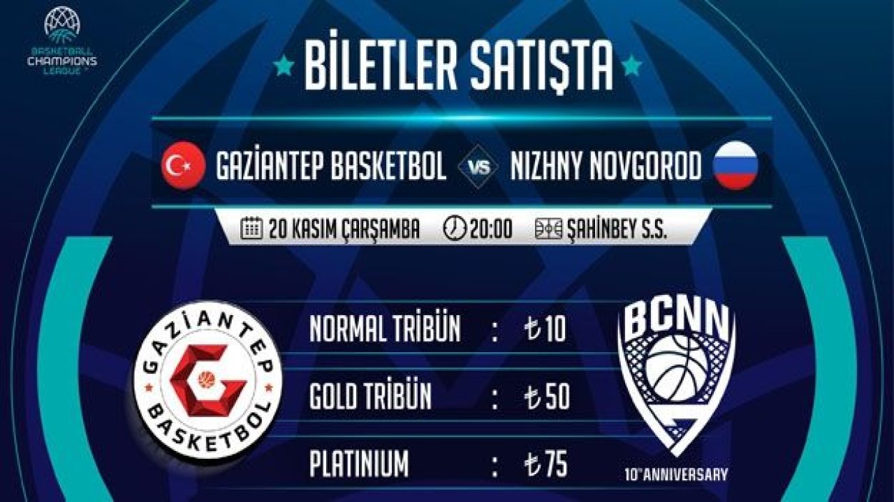 GAZİANTEP BASKETBOL'DA NOVGOROD BİLETLERİ SATIŞTA