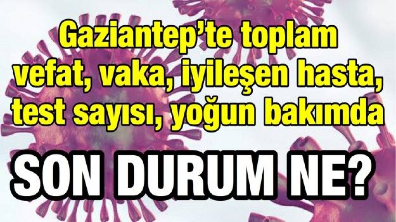 Gaziantep’te toplam  vefat, vaka, iyileşen hasta, test sayısı, yoğun bakımda son durum ne?