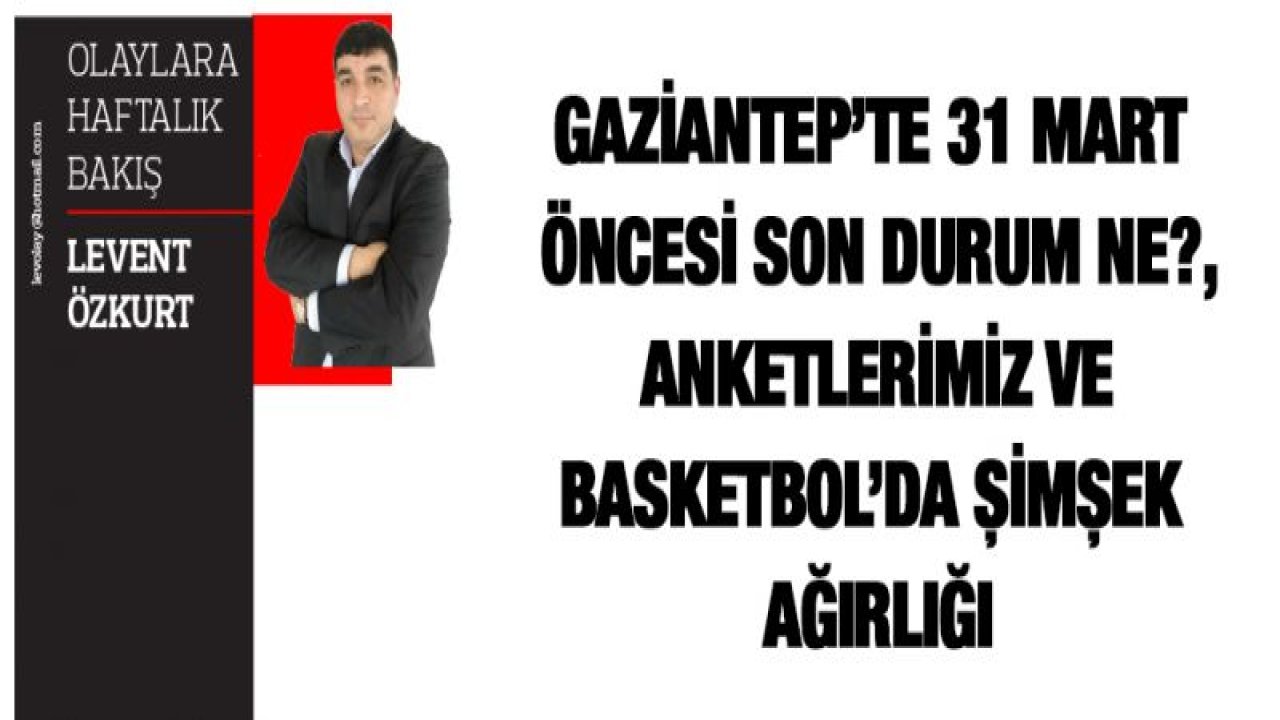 GAZİANTEP'TE 31 MART ÖNCESİ SON DURUM NE?, ANKETLERİMİZ VE BASKETBOL'DA ŞİMŞEK AĞIRLIĞI