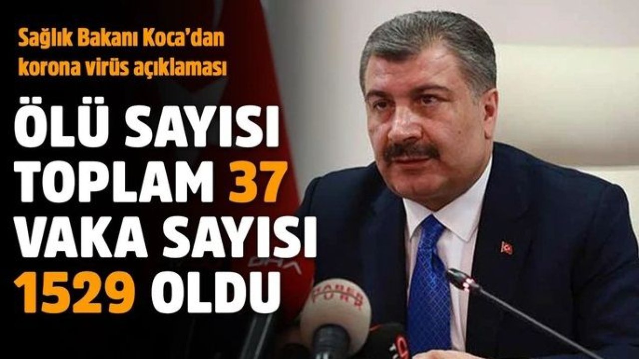 Türkiye'de corondan 37 kişi öldü 1529 vaka 23 Mart 2020