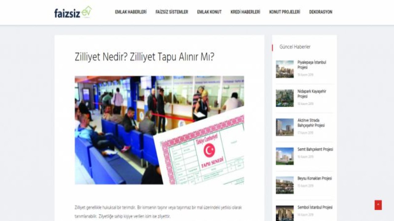 Zilliyet Nedir? Zilliyet Tapu Alınır Mı?