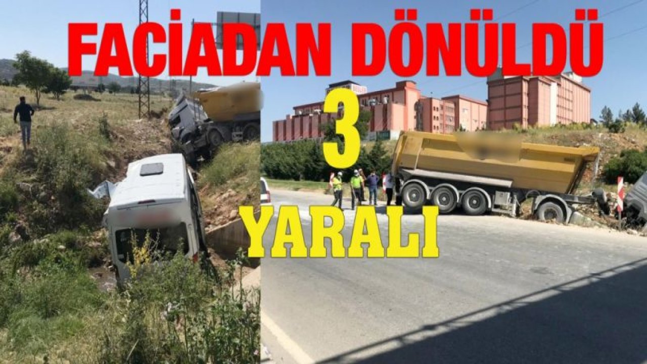 Karşı şeride geçen yük tırı işçi servisine çarptı: 3 yaralı