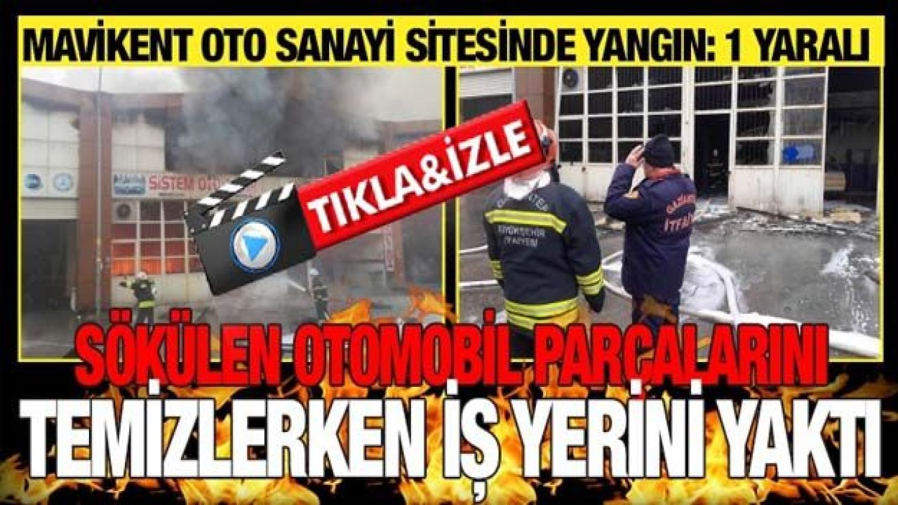 Sökülen otomobil parçalarını temizlerken iş yerini yaktı